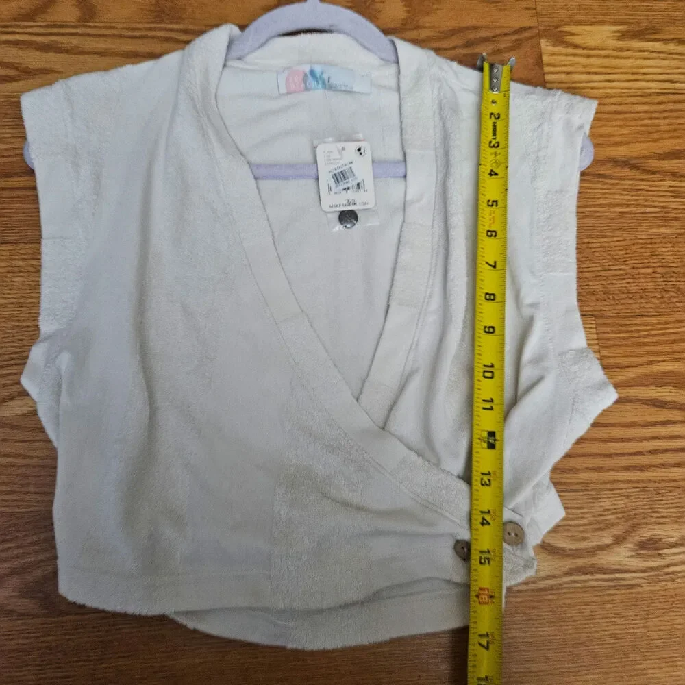 Free People Beach Island Boho Set Crop Top Wrap Terry V Neck‎ And Pants